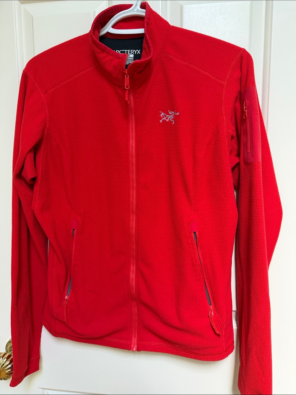 Arc'teryx sz M Women's Orange Delta LT Full-Zip Grid Fleece Jacket **see Desc**